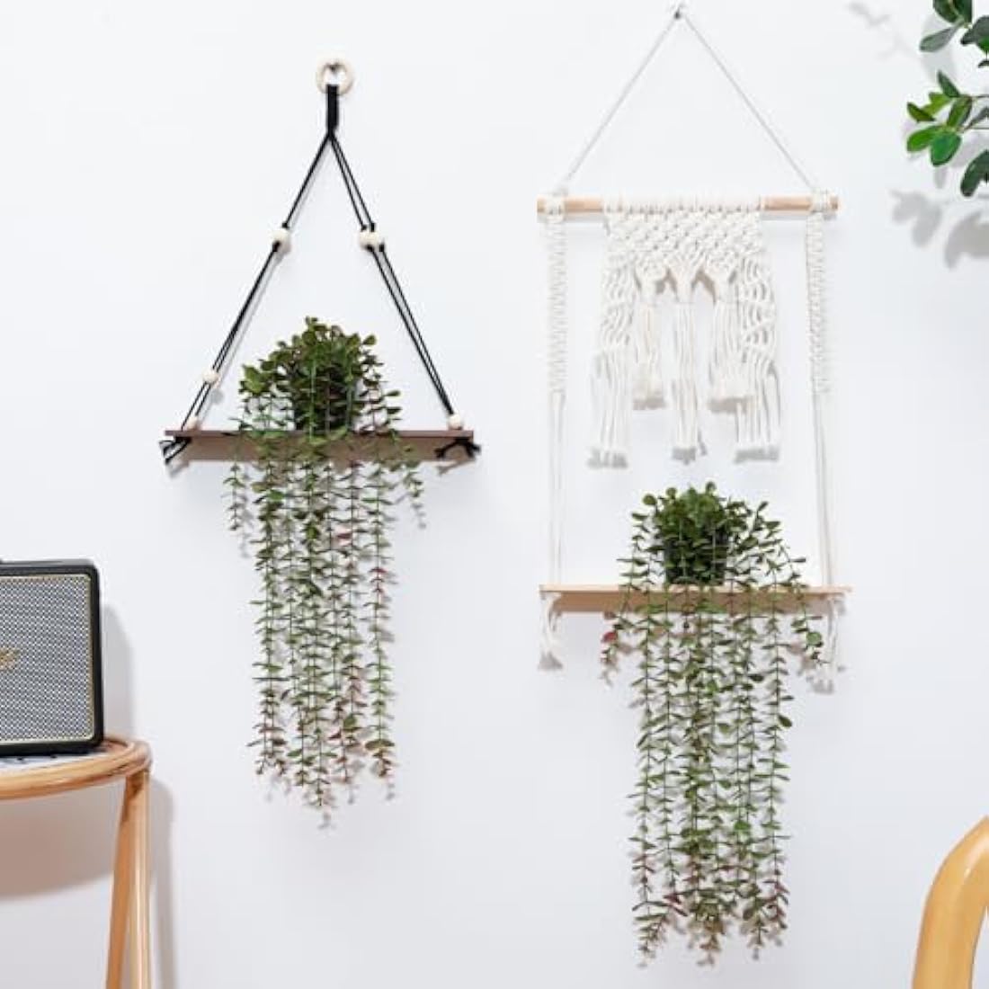 Veryhome 2Pack Artificial Hanging Plants in Potted Eucalyptus Fake Vines Faux Greenery Fake Plants Artificial Eucalyptus Vine in Pot for Wall Room Indoor Outdoor Decoration(Green)
