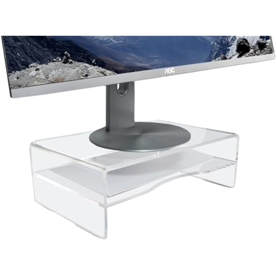 Desq Acrylic Monitor Stand Height 120 mm Letter Tray Dutch Design Transparent