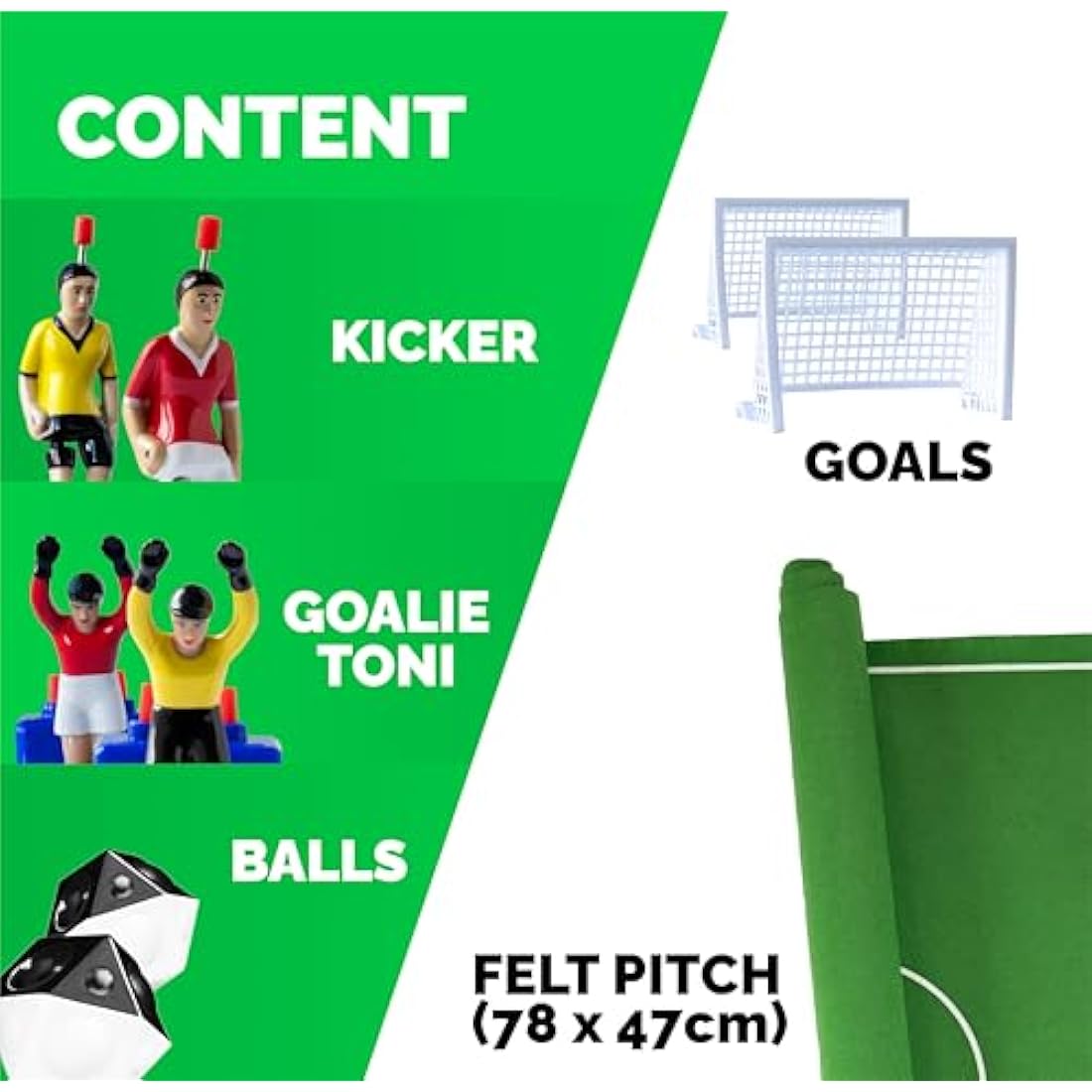 TIPP-KICK Classic 80x47 cm - Ready-to-play Table Football Game Set with 2x Player Figures, 2x Goalkeepers, 2x Plastic Goals, 2x Balls I Felt Pitch I Indoor Football Gifts for Boys and Girls