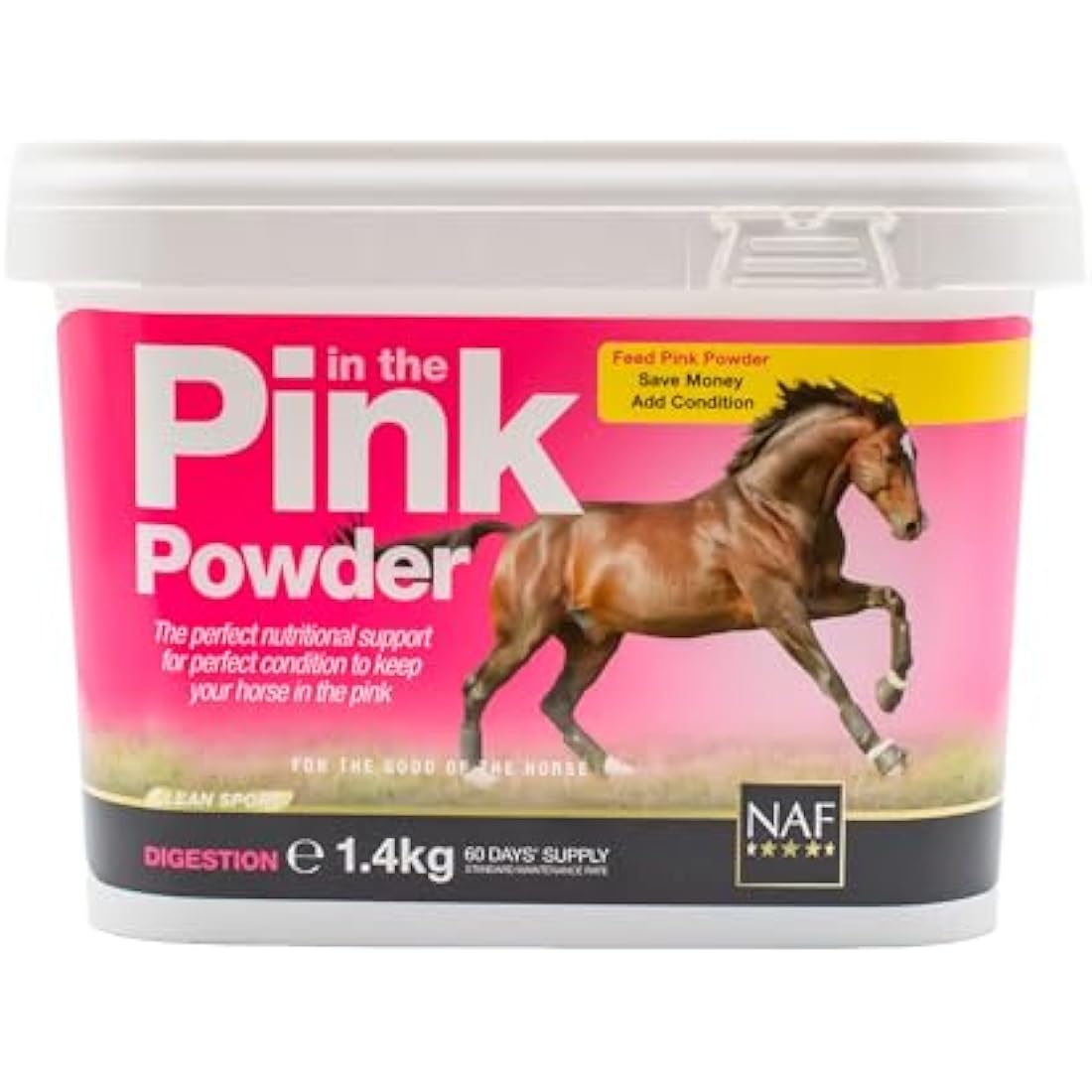 NAF Pink Powder 1.4kg – Nutritional Support for Horses – Prebiotic and Probiotic Supplement with Vitamins and Minerals – Promotes Digestive Health, Condition and Vitality