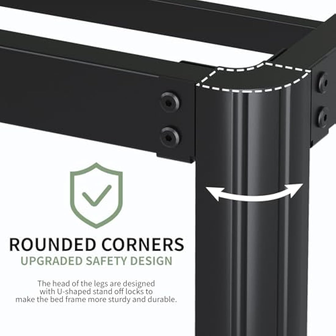 Lutown-Teen High Small Double Bed Frame 4ft with Rounded Corner Legs, Heavy Duty Metal Bed Frame Small Double, Small Double Beds 46 cm High, Noise Free, Easy Assembly