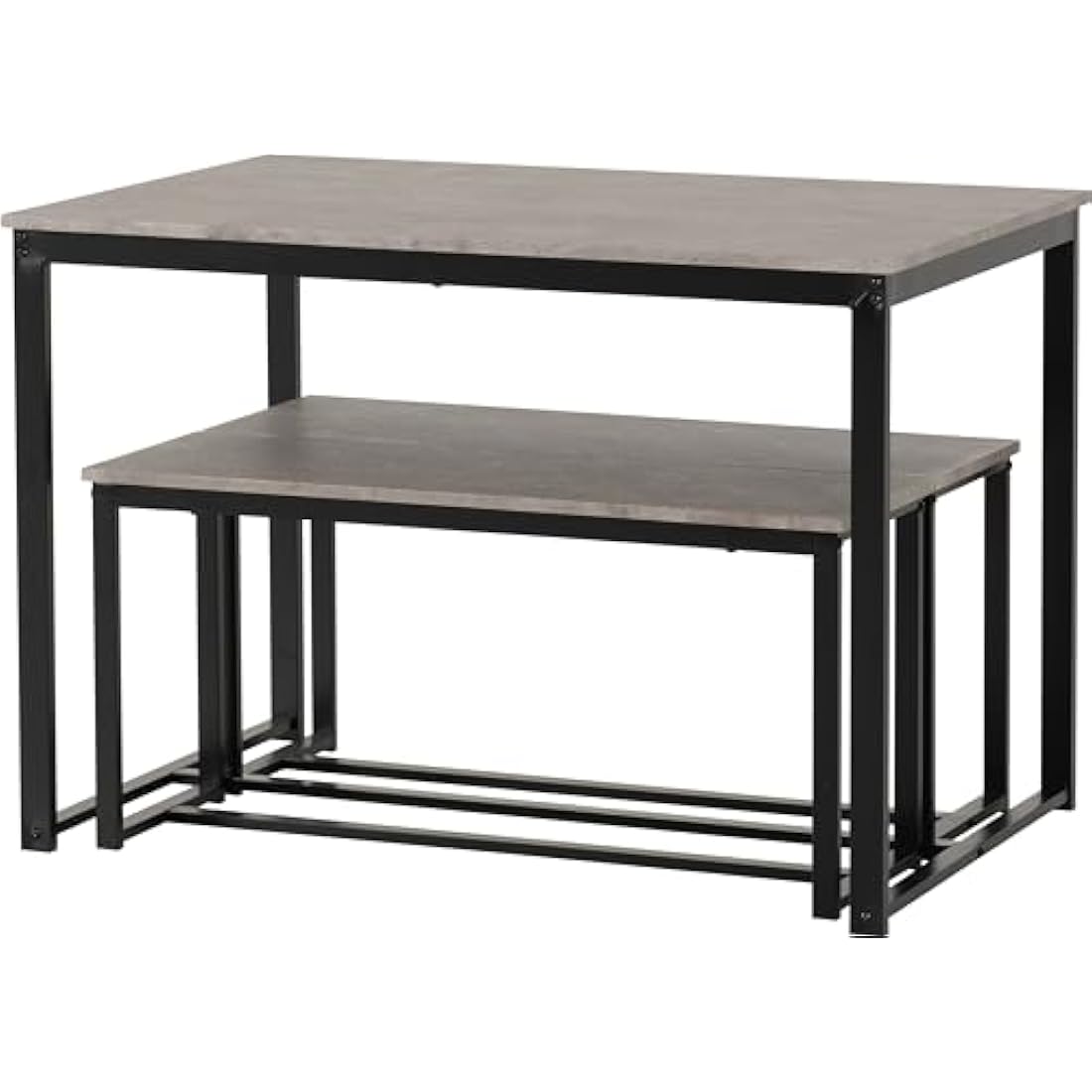 Seconique Lincoln 1+2 Dining Bench Set in Stone Effect/Black