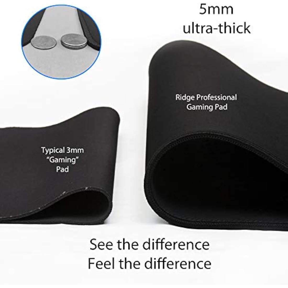 Traverse Ridge Pro Gaming Mouse Pad (5mm) | Massive 46 inch | 46x17.3x0.20 Extra Thick | Black/Black | Dense Weave Speed Poly, Superior Control | Stitched Edge, Washable, Giant Large Desk Mat