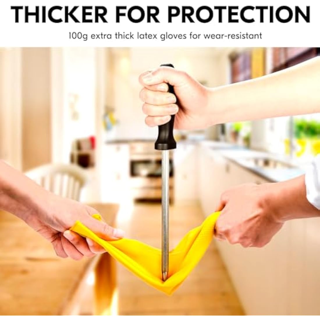 Vgo... Reusable Household Gloves, Dishwashing gloves, Extra Thick, Long Sleeves, Kitchen Cleaning/Painting/Gardening/Pet Care