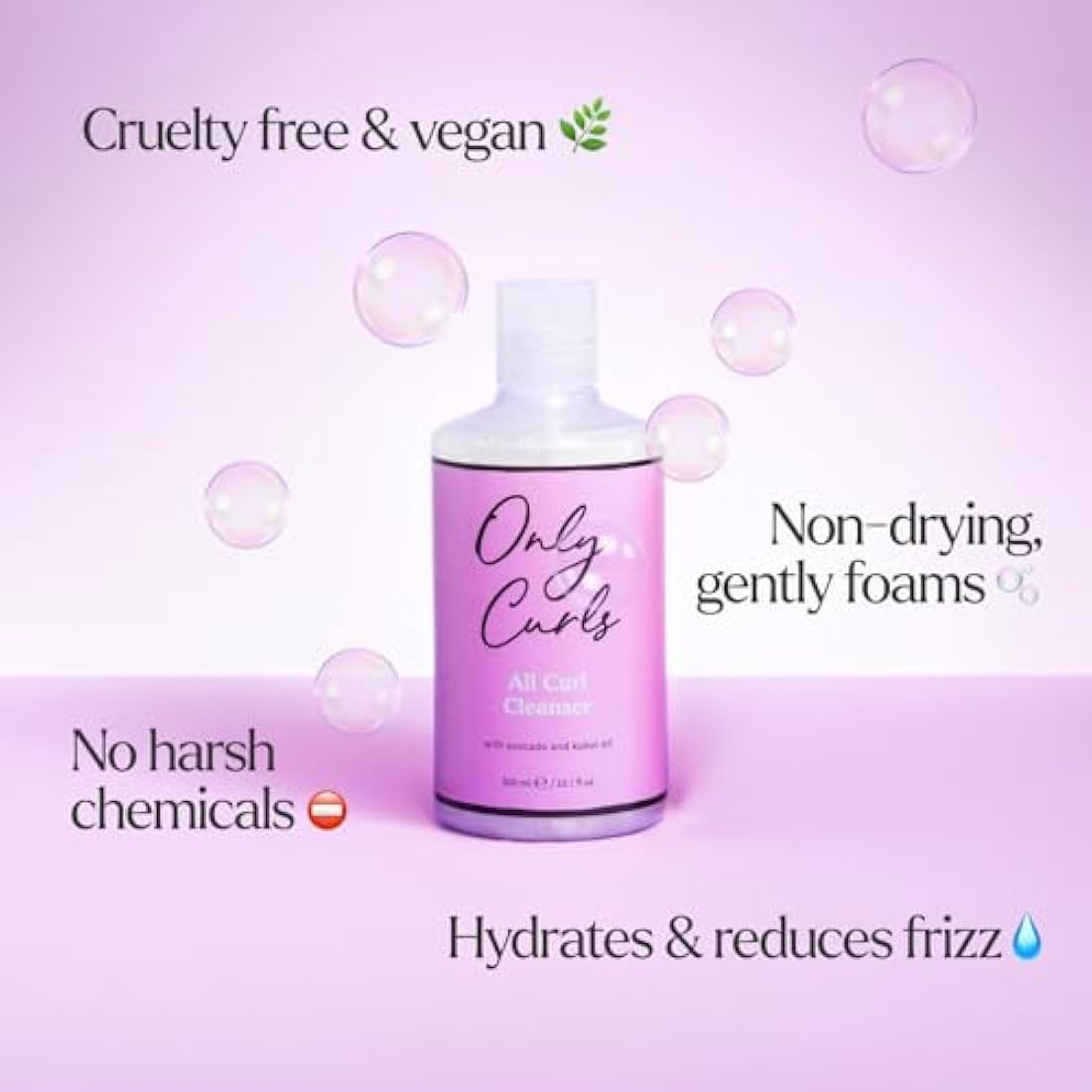 Only Curls Cleansing Bundle, 300ml x2, Curly Hair Shampoo and Conditioner, Sulphate-free, Nourishing, Gentle & Detangling, Hydrated & Frizz-Free, Vegan & Cruelty Free, For All Curly Hair Types