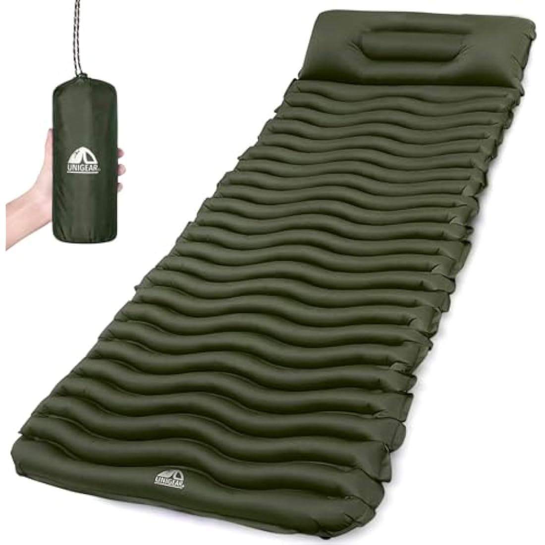 Unigear Ultralight Inflatable Sleeping Pad, Compact Air Camping Mat,Lightweight Camping Mattress for Backpacking, Hiking and Traveling, 187cm(L) x66cm(W) x5.5cm(H)