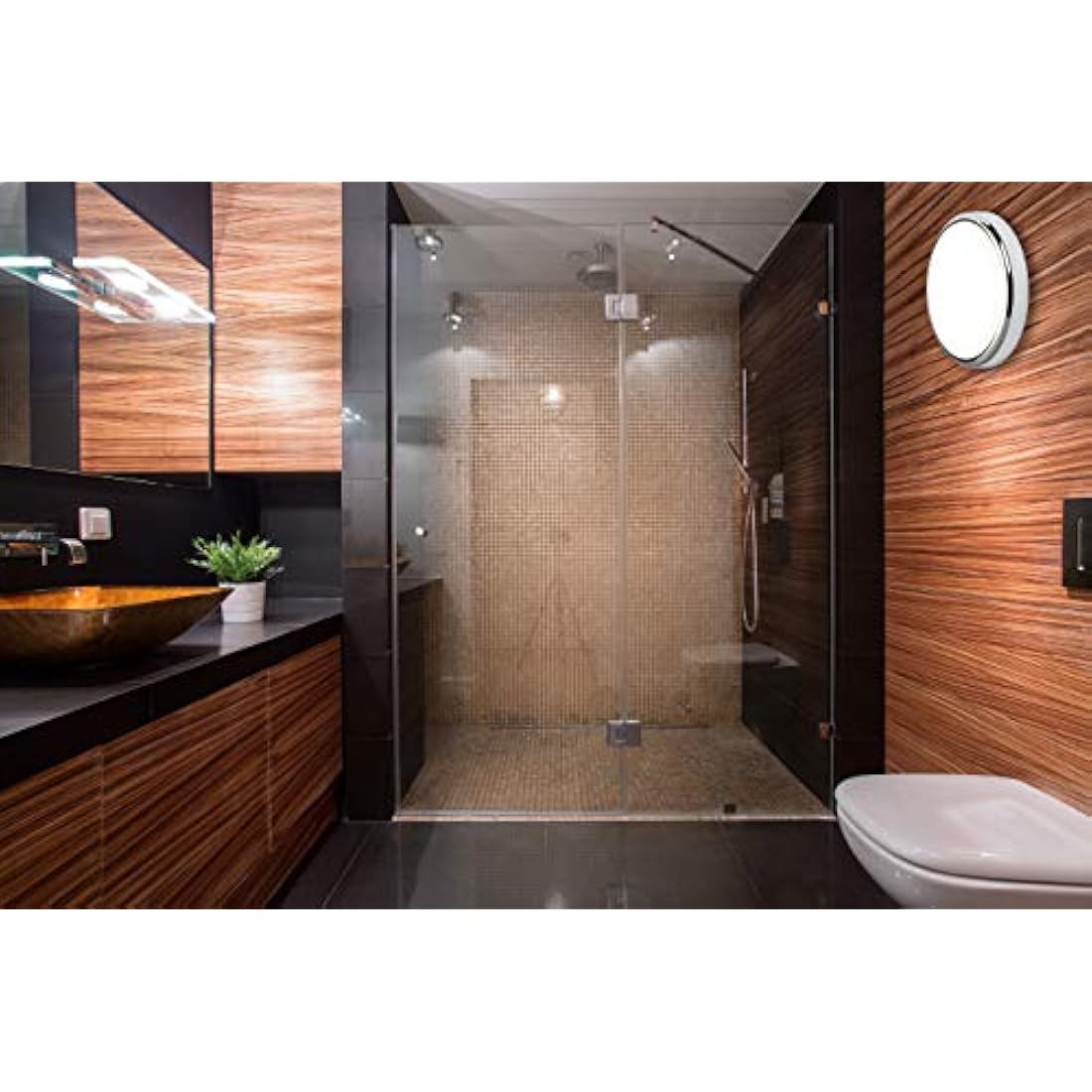 Knightsbridge LED Bathroom IP65 14W CCT Adjustable Wall or Ceiling mounting Bulkhead Fitting with Chrome Trim 315mm BT14ACTCH