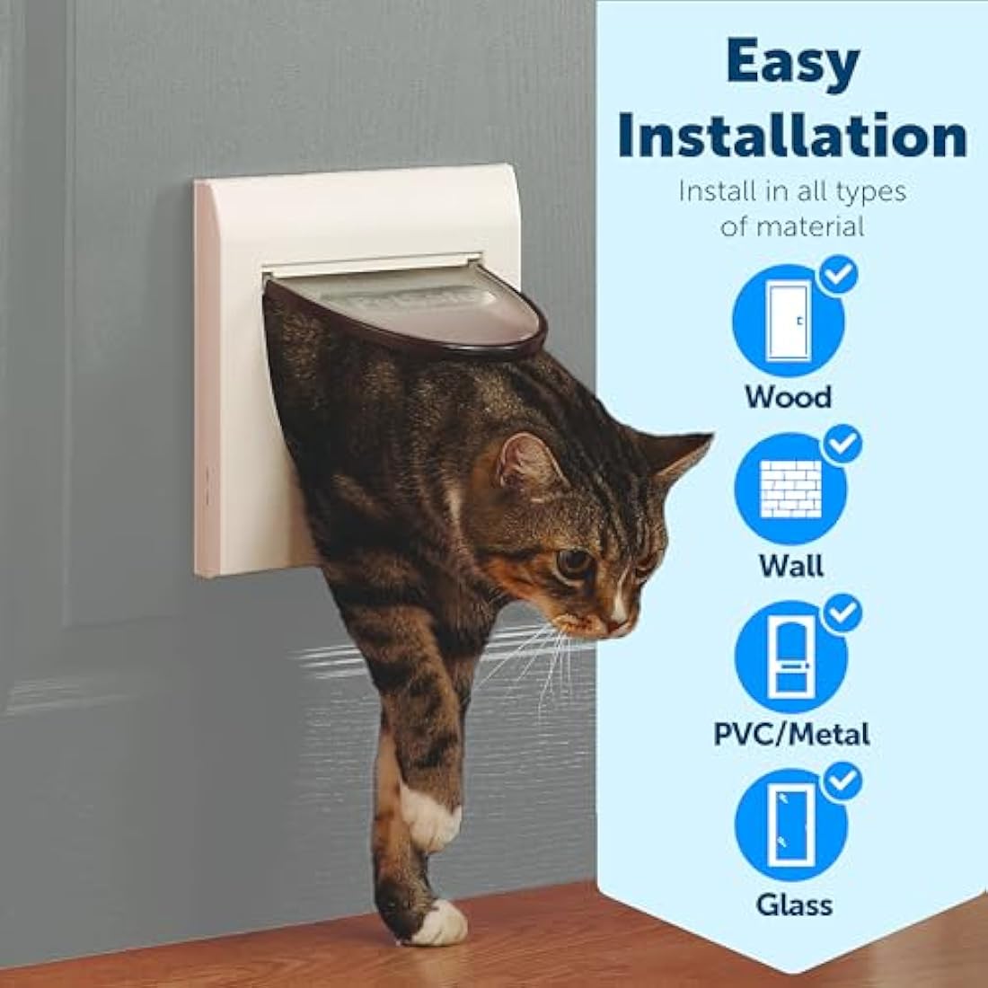 PetSafe Staywell Classic Manual 4-Way Locking Cat Flap – Cat door with 4 programmed locking settings, White, Tunnel included