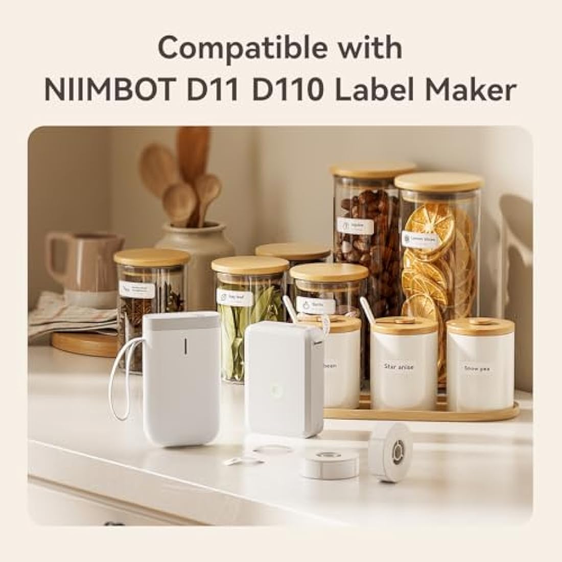 NIIMBOT Label Maker Tape for D11/D110/D101/H1S Thermal Paper 0.47"x2.95"(12x75mm),Self-Adhesive Sticker for Home Office Organization, 1 Roll of 95
