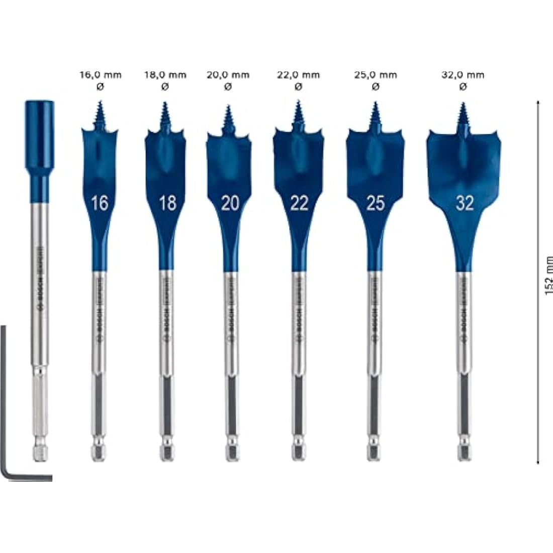 Bosch 7x EXPERT Self Cut Speed Spade Drill Bit Set (for Softwood, Particleboard, Ø 16-32 mm, Professional Accessory Rotary Drill/Drivers)