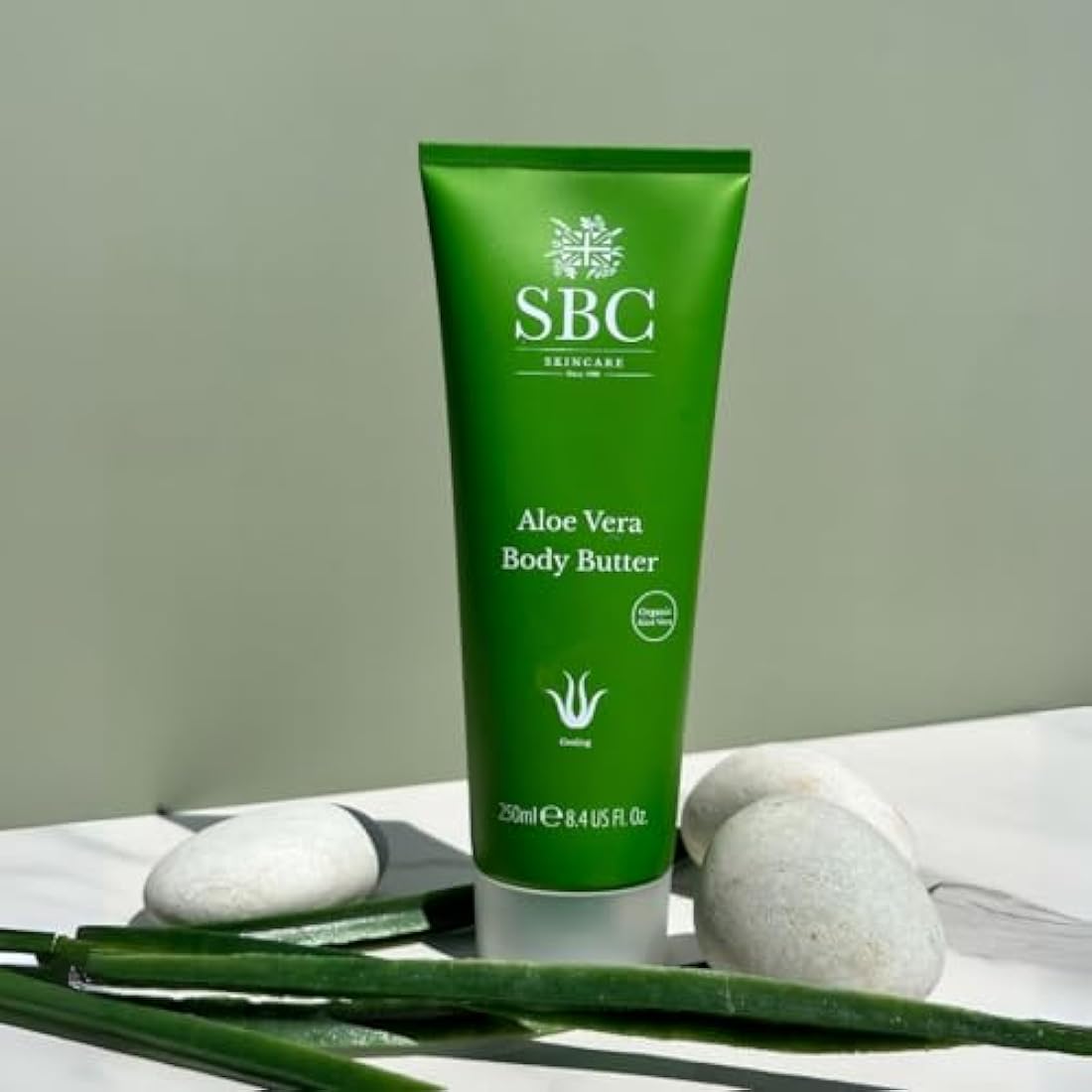 SBC Skincare Aloe Vera Body Butter 250ml, Hydrating & Cooling After-Sun Moisturiser, With Refreshing Aloe Vera, Shea Butter & Vitamin E for Dry or Irritated Skin, Vegan & Fast-Absorbing Lotion