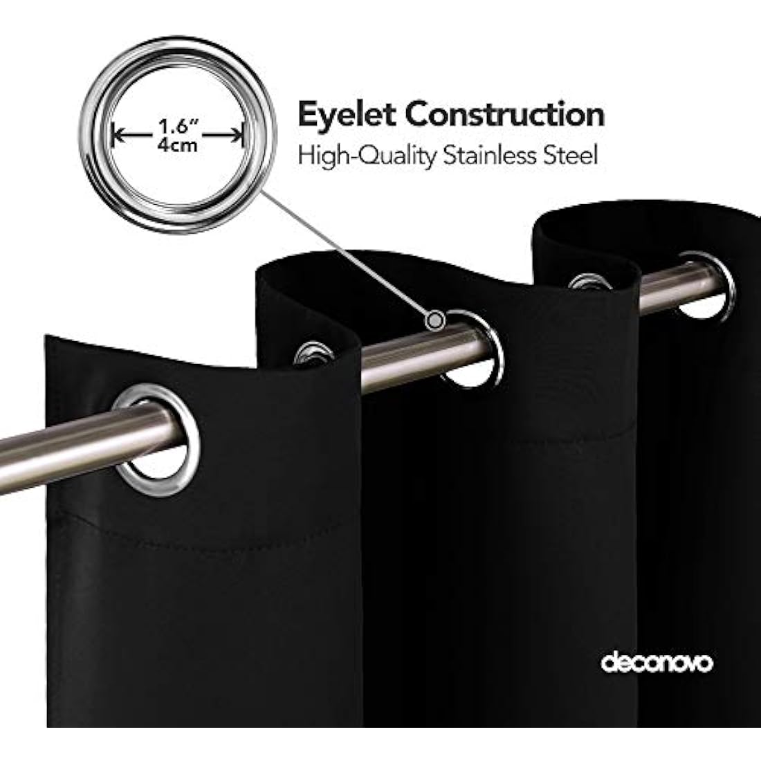 Deconovo Blackout Curtains 66 x 54 Super Soft Thermal Insulated Energy Saving Eyelet Black out Curtains for Bedroom 66 x 54 Drop Inch Black 2 Panels