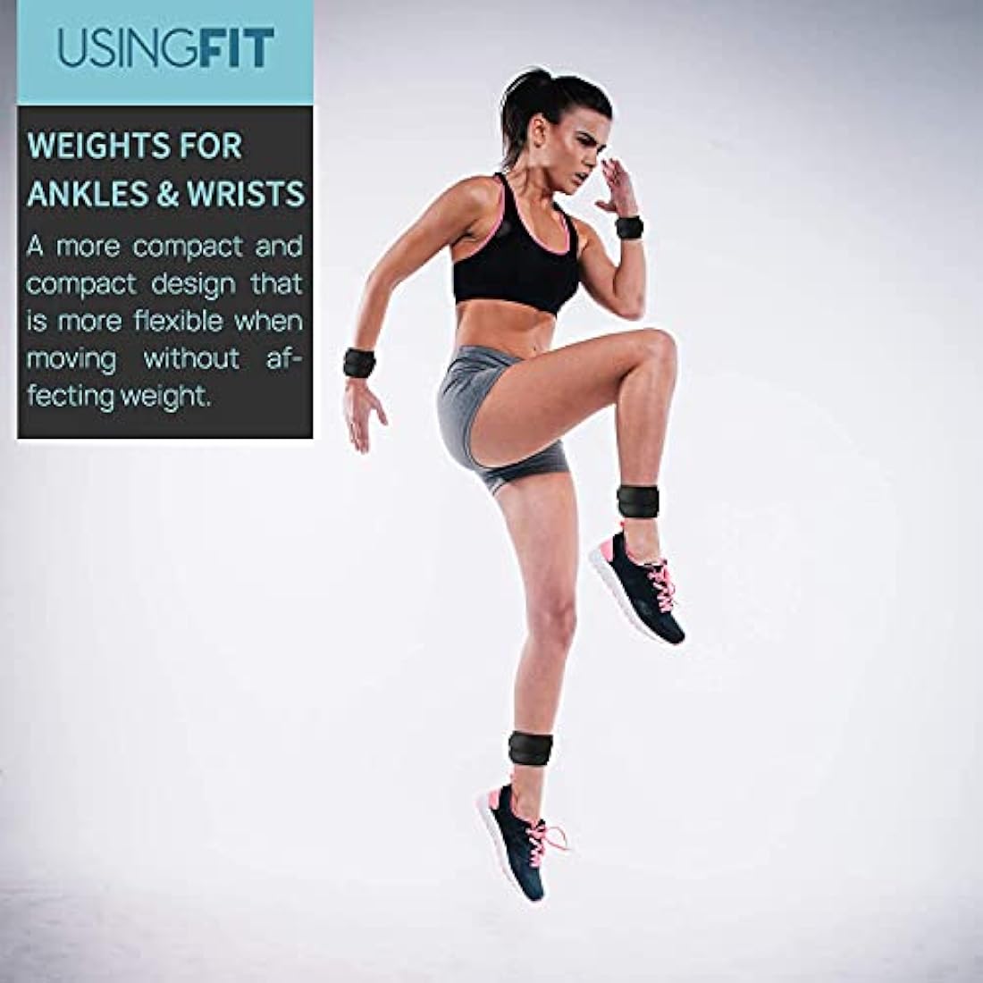 USINGFIT Ankle Weights Set for Men Wrist Weights for Women 2 * 0.5Kg / 2 * 1Kg / 2 * 1.5Kg / 2 * 2Kg Hand Leg Weight for Kids Sandbags Gym Fitness Running Walking Strength Training Equipment