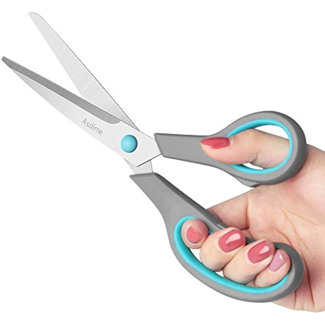Asdirne Scissors, Stainless Steel Blades, Soft Grip Handle, Suitable for Households,Offices and Schools, Blue/Grey, 4 pcs/Pack