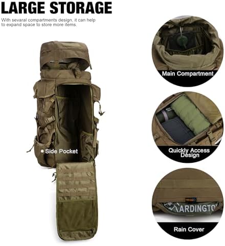 Mardingtop Tactical backpack Large Backpack Military Rucksack Hiking Backpack Camping Backpack Patrol Molle Pack with Rain Cover for Outdoor Trekking Mountaineering Hunting