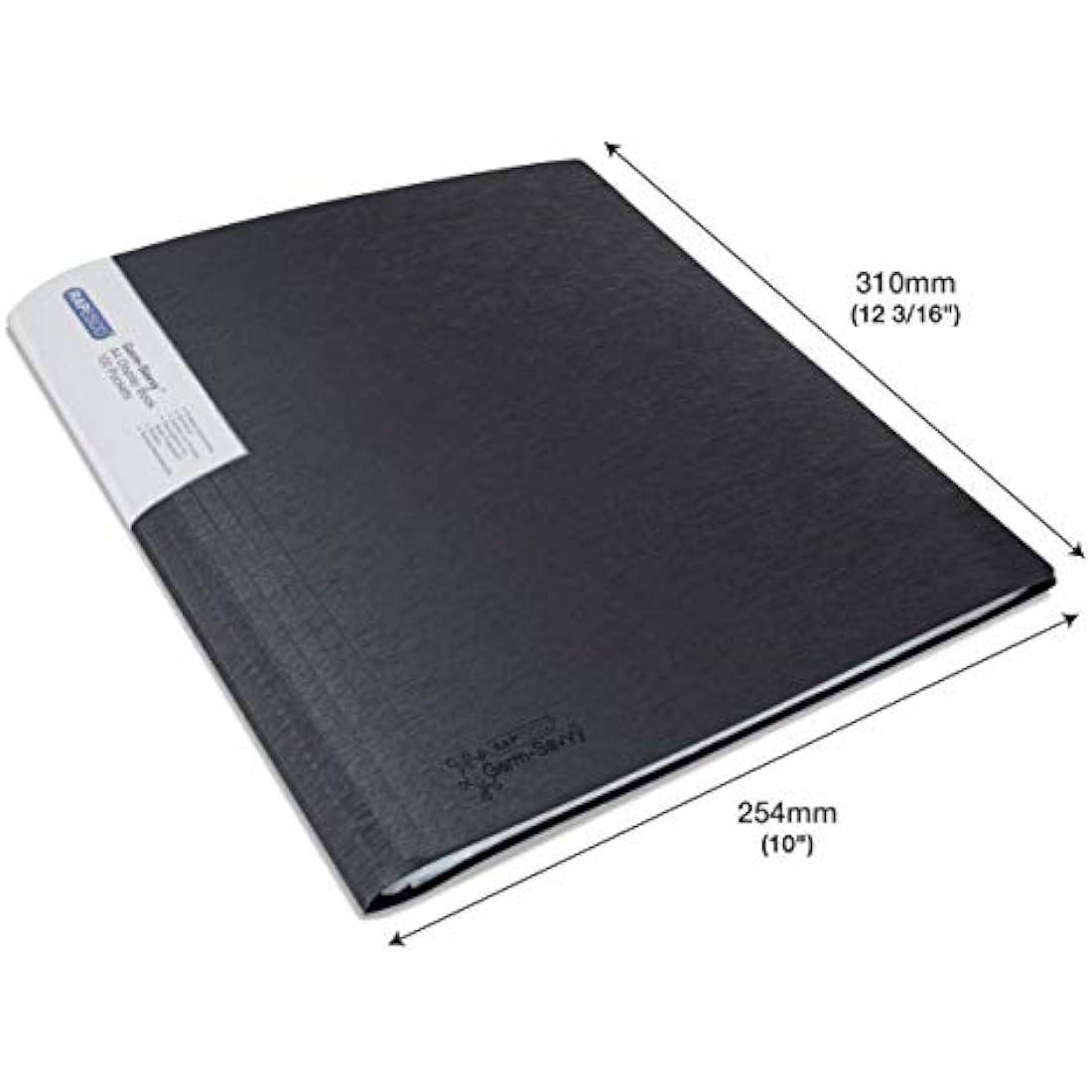 Rapesco 1645 Presentation Folder with Antibacterial Protection, 100 Pockets, A4, Black, Pack of 2
