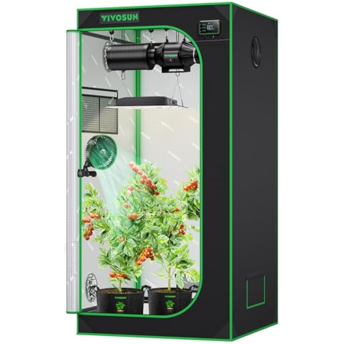 VIVOSUN Grow Tent 80 x 80 x 160 cm, Made of Highly Reflective Mylar with Viewing Window and Base Tray for Hydroponics and Indoor Growing, Suitable for VS1500
