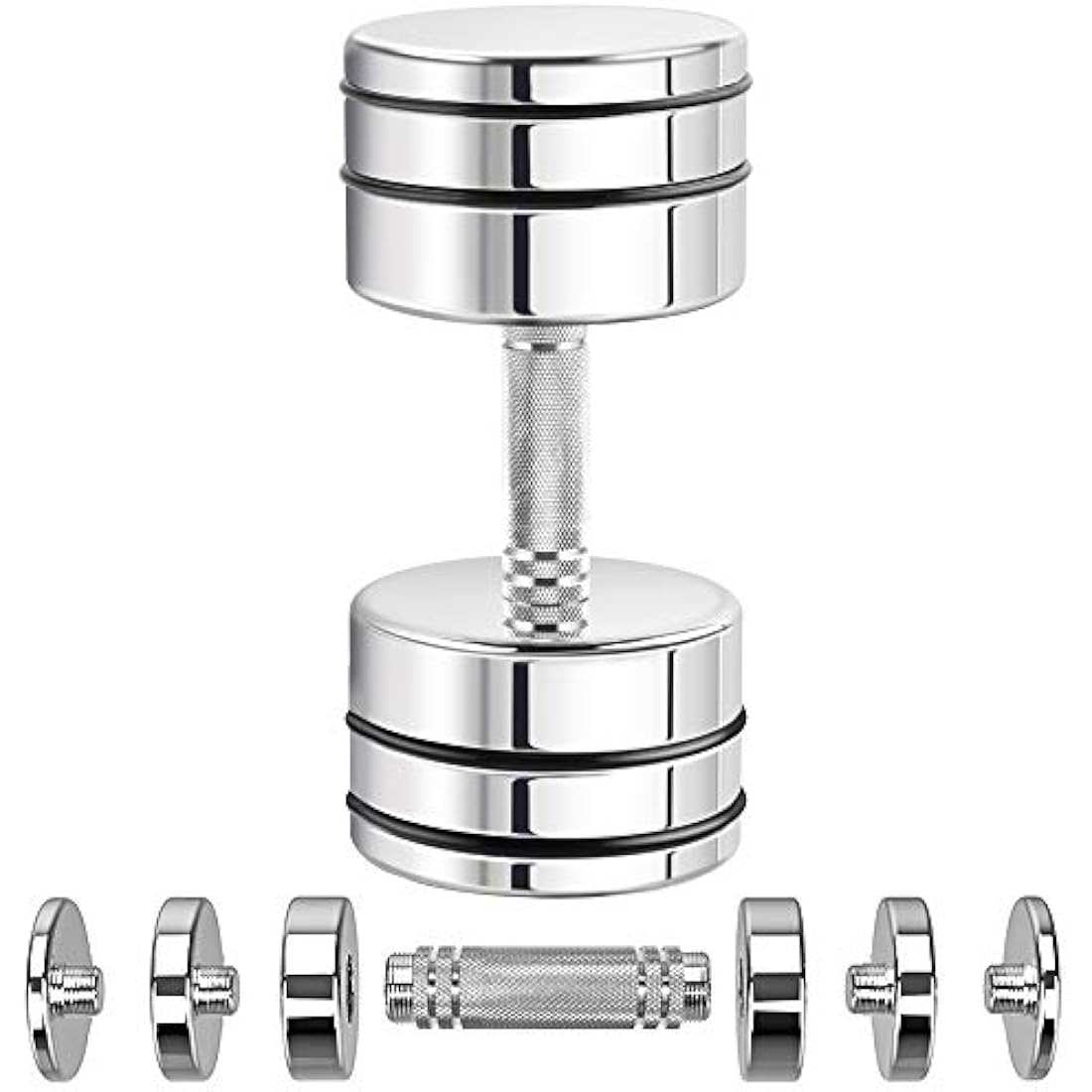 Northdeer Steel Dumbbells Ultracompact Adjustable 2.5kg 5kg 7.5kg 10kg 15kg 25kg Chrome Dumbbell with Foam Handles Home Gym Workout (Choice of Size)