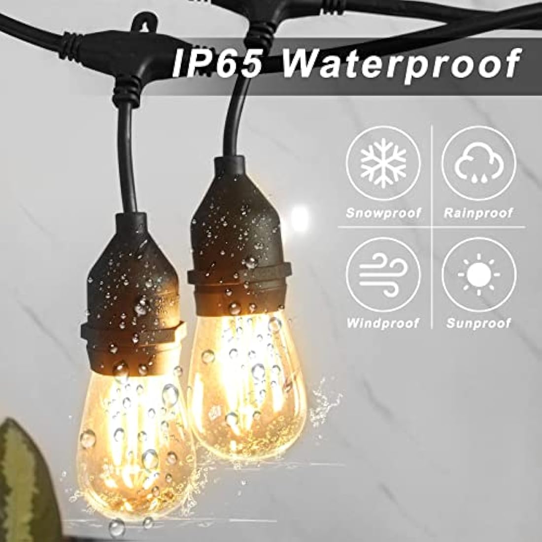 Spacelumen 98FT Outdoor String Lights Mains Powered, 32 Pcs 2W S14 LED E27 Screw Bulb, 2700K Warm White S14 Garden String Festoon Lights for Patio Party Wedding Yard Gazebo