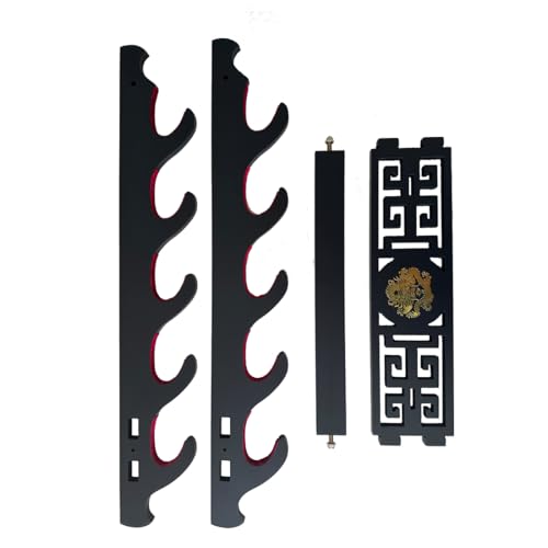 Sword Wall Mount Sword Holder Display Stand Padded Katana Wakizashi Genji and Samurai Swords Dragon Pattern,5 Tier