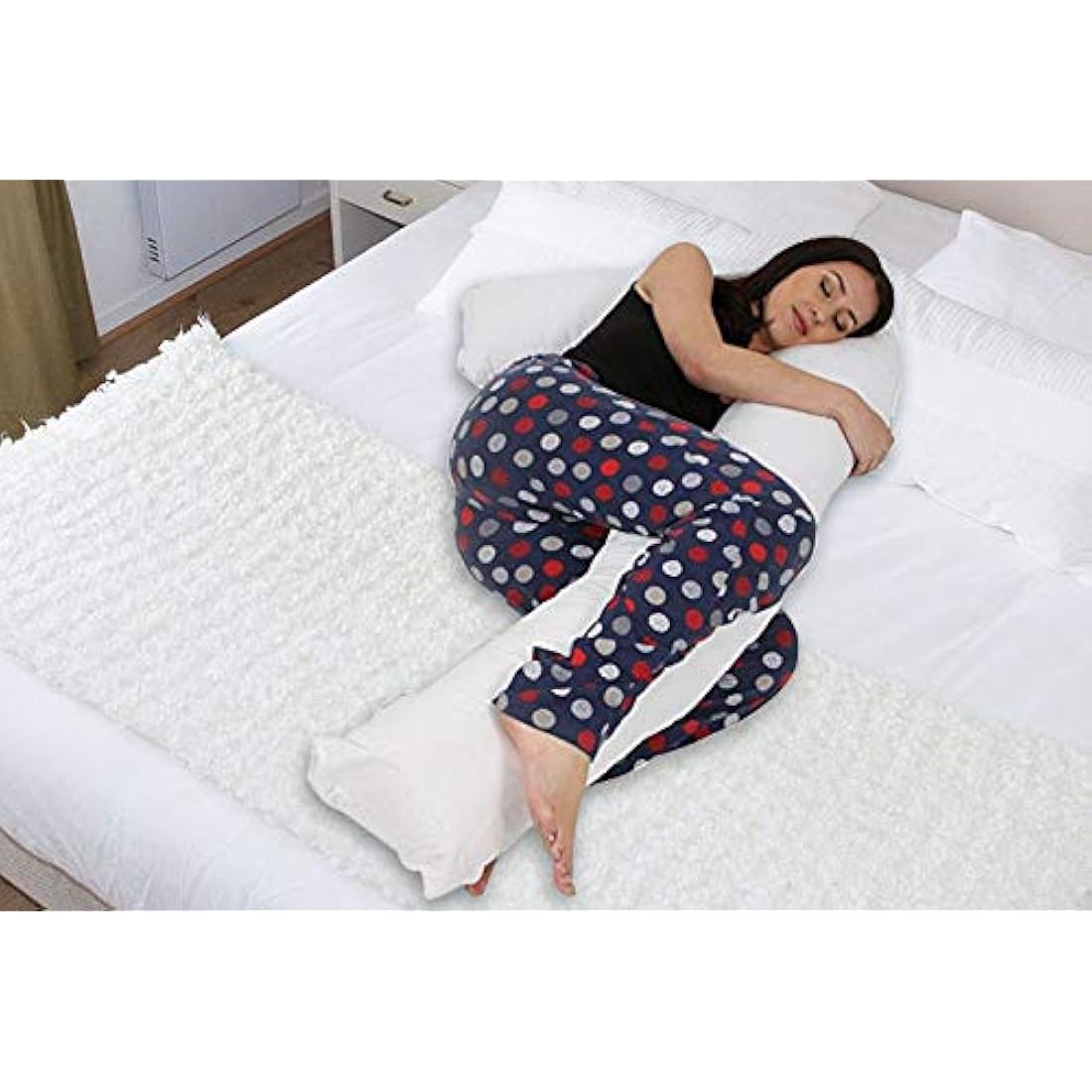 Linen Empire Premium L-Shape Pregnancy Pillow Orthopaedic Hollow Fibre Filling Maternity Body Pillow| Back, Neck & Leg Pain Relief |Side Sleeper Pillow Only