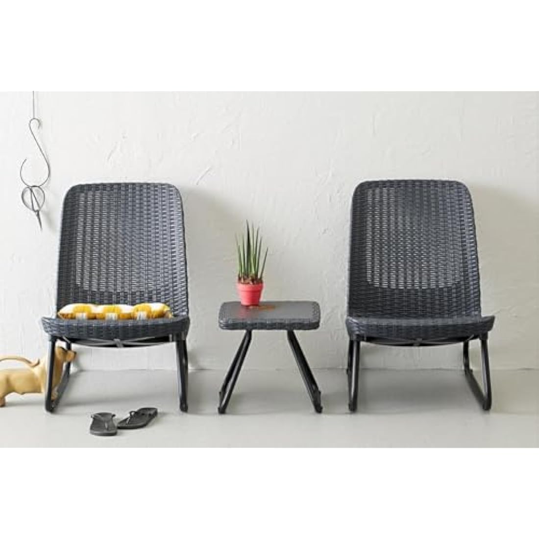Keter Rio Patio Set, Table and Chairs - Graphite/Grey