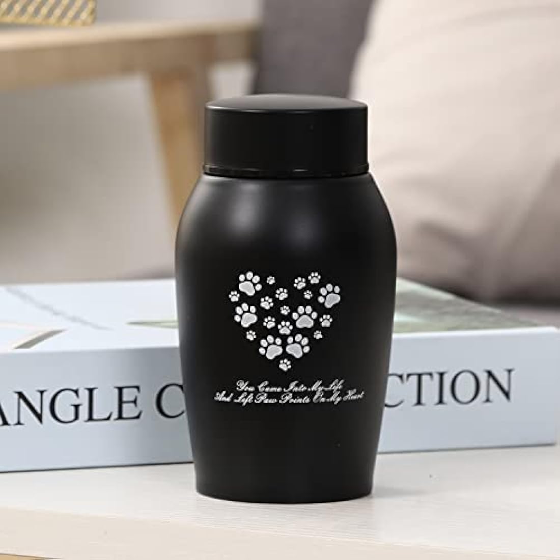 Paw Print Keepsake Urns - Pet Memorial Urns for Dog & Cat Ashes (Small, Black)