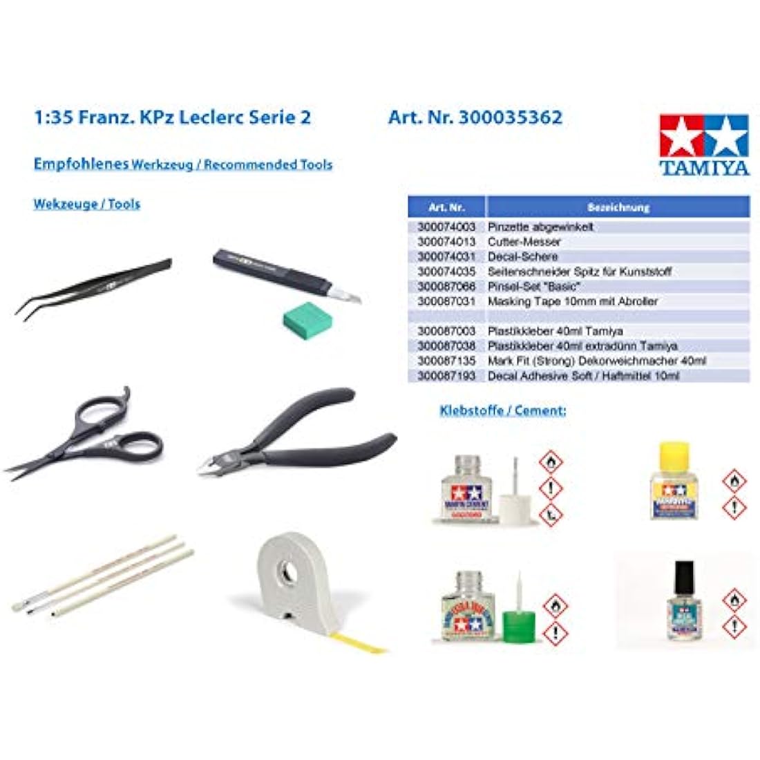 TAMIYA 35362-1:35 French KPz Leclerc Series 2, Model Building, Plastic Kit, Hobby, Crafts, Gluing, Model Kit, Model, Assembly, Unpainted