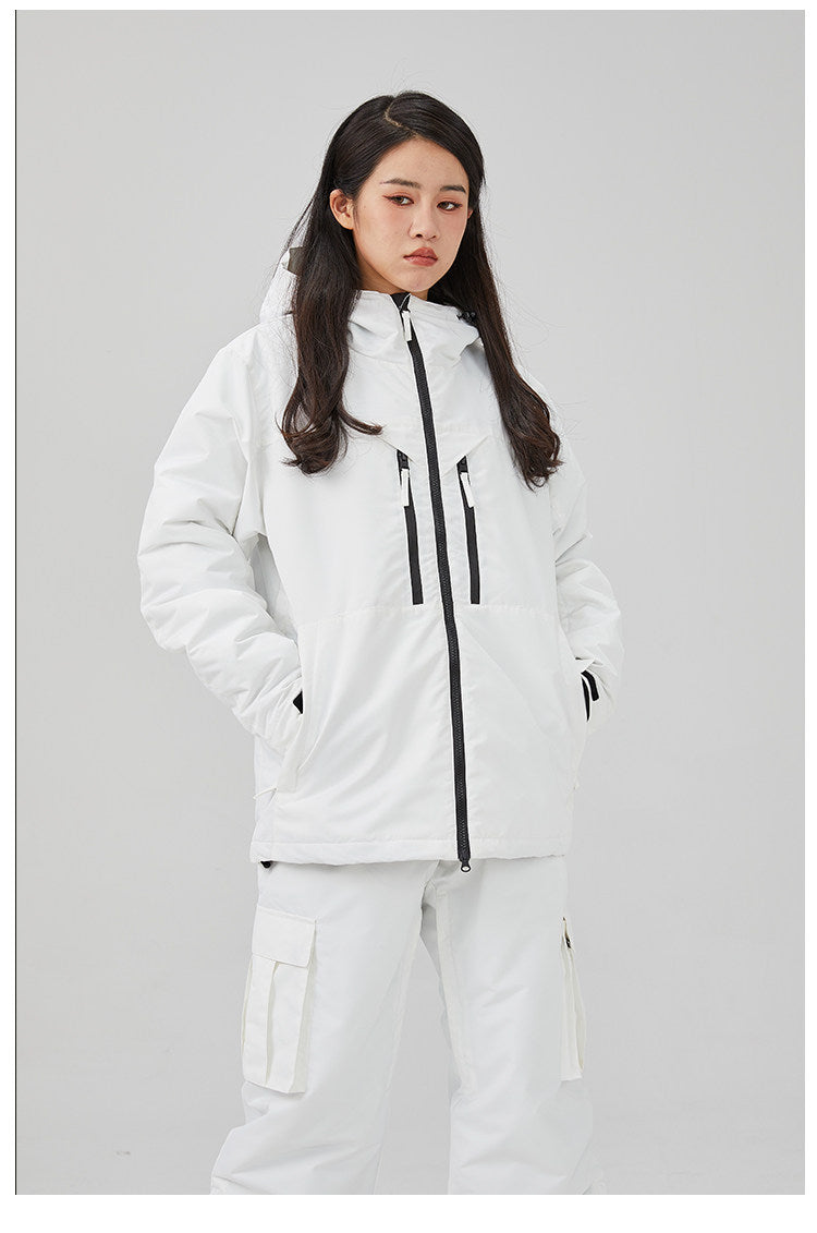 White Padded Waterproof Modest Biker Suit - Loose-Fitting Outdoor Top & Pants