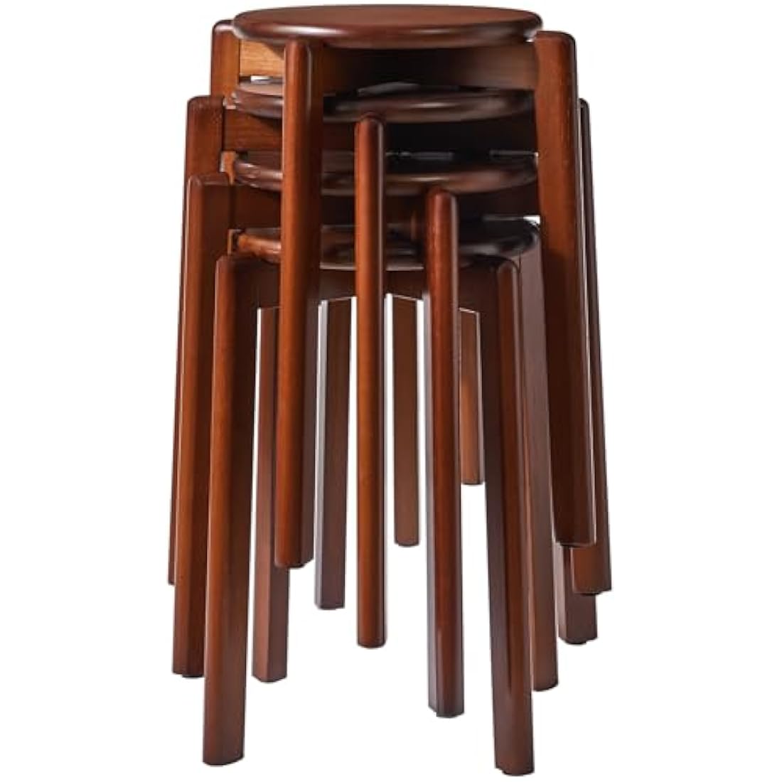 YMYNY 4pcs Solid Wood Round Stool, Shoes change Stool, Dressing Stool, Small stool, Stackable Stools for Living Room, Dining Room, Kitchen, Classroom, 27×27×45CM Brown HBD026H-4