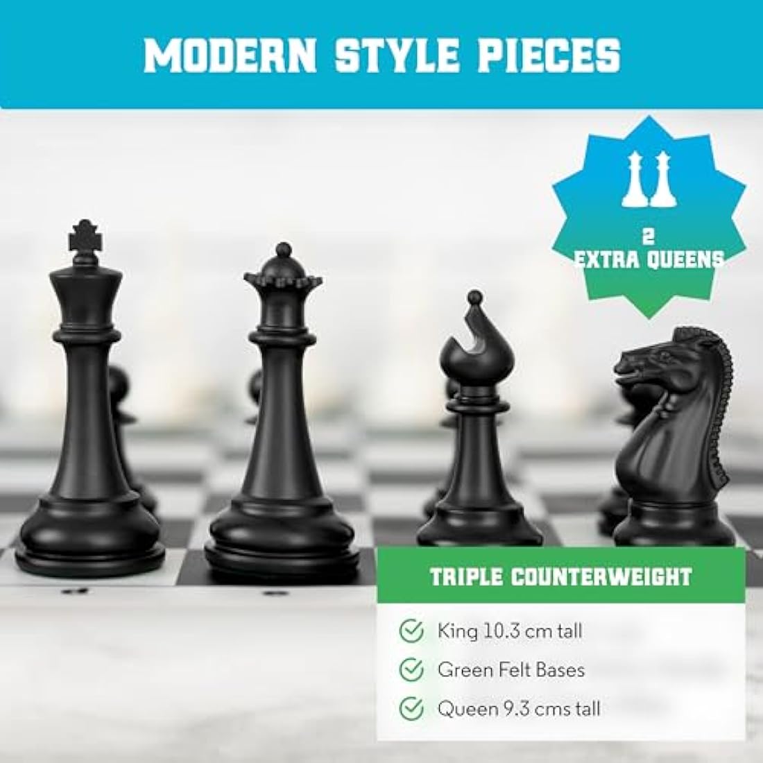 Best Chess Set Ever 3X Tournament Chess Set with Staunton Triple Weighted Pieces (10.3 cm King) for Adults & Kids – Foldable Roll-up Double-Sided 50x50 cm Silicone Board Mat, Ideal for gifting