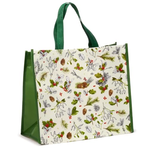 Puckator Christmas Winter Botanicals RPET Reusable Shopping Bag