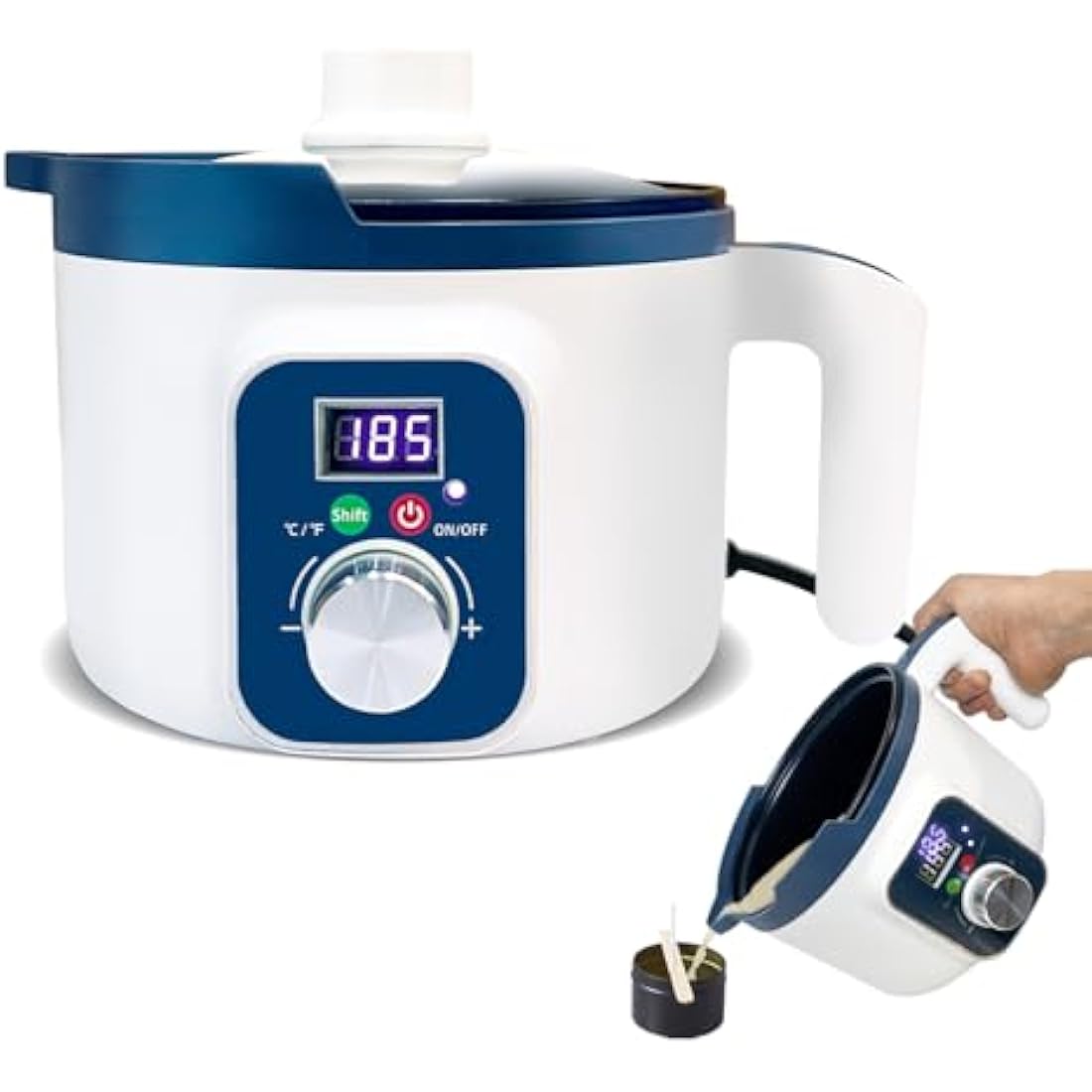 KQU Electric Wax Melter with Digital Temperature, Digital Wax Melting Pot for Candle Making for Adult, Non-Stick Candle Making Pouring Pot with Spout and Automatic Constant Temp Control