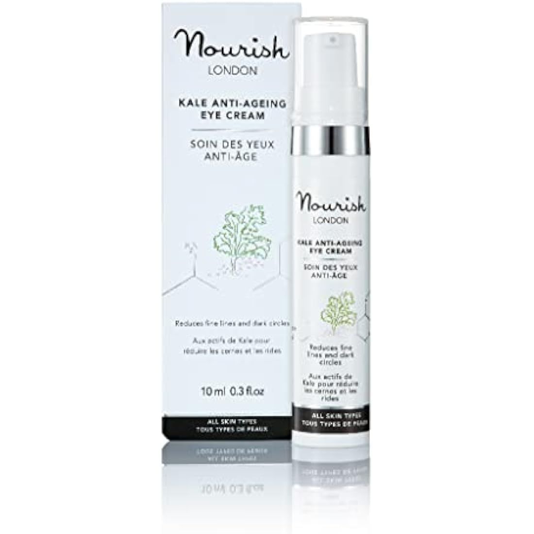 Nourish London Kale Anti-Ageing Eye Cream 10ml | Reduces Dark Circles & Puffiness | Maqui Berry & Pomegranate Enzymes | 100% Vegan | Fragrance-Free | Cruelty-Free | Multi Award Winning