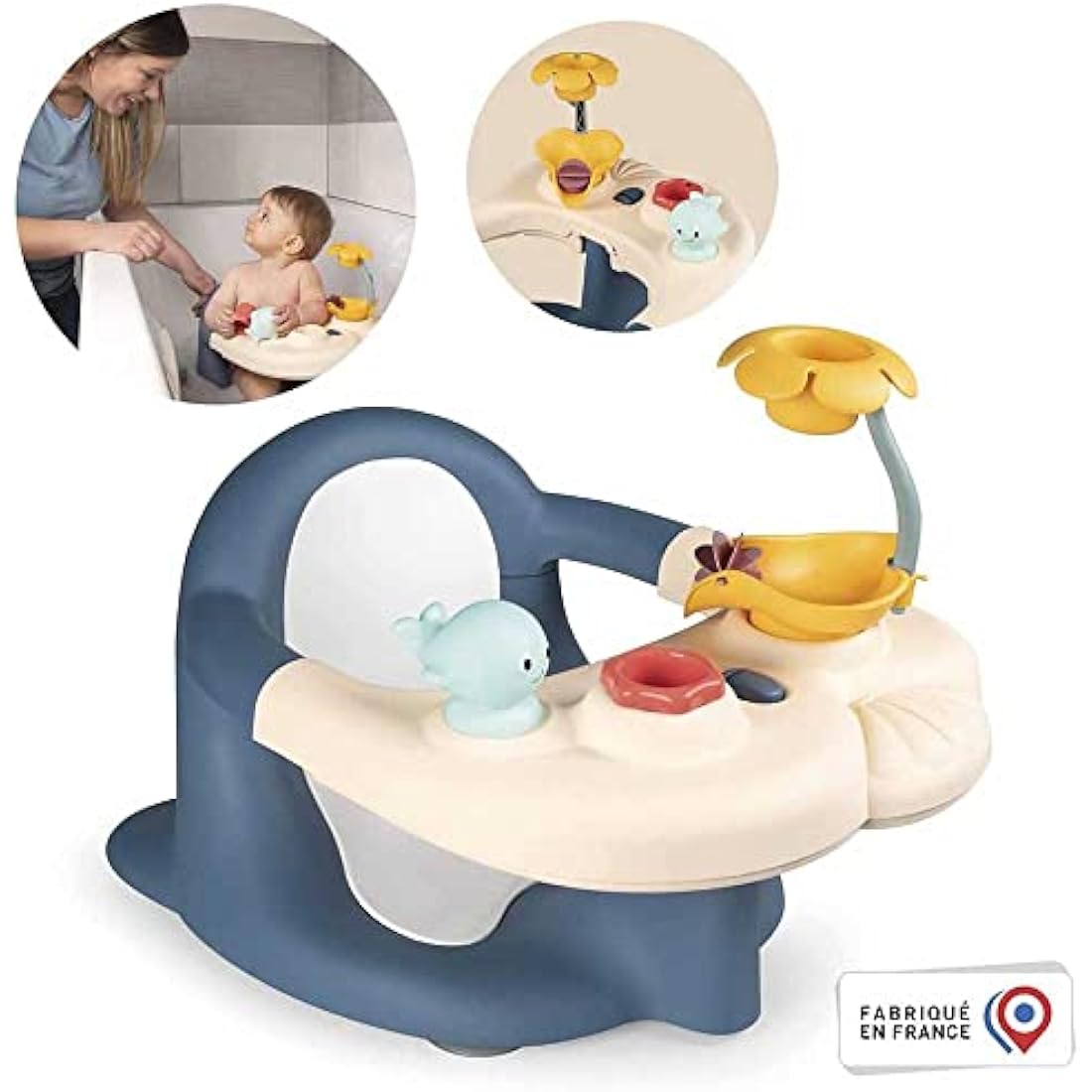 Little Smoby 2 in 1 Baby Bath Time Seat and Activity Table – Unisex bath toy for children 6 to 16 months and 6 to 13kg