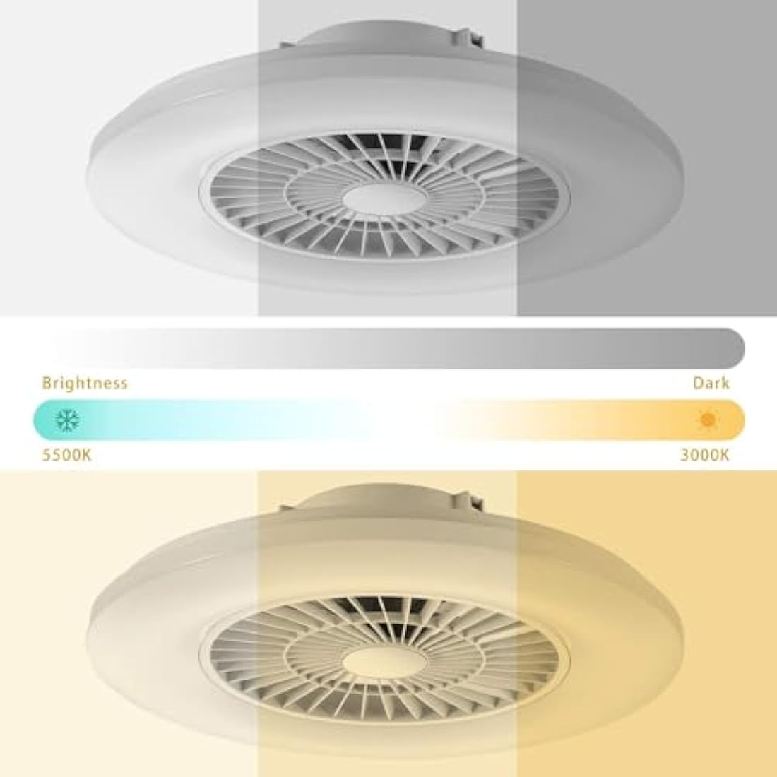BKZO Smart LED Ceiling Light with Fan,RGB Ceiling Fan Lights, Stepless Dimming Light, 60CM Modern Fan Lighting,Ceiling Fan with RGB Light for Living Room, Dining Room, Bedroom