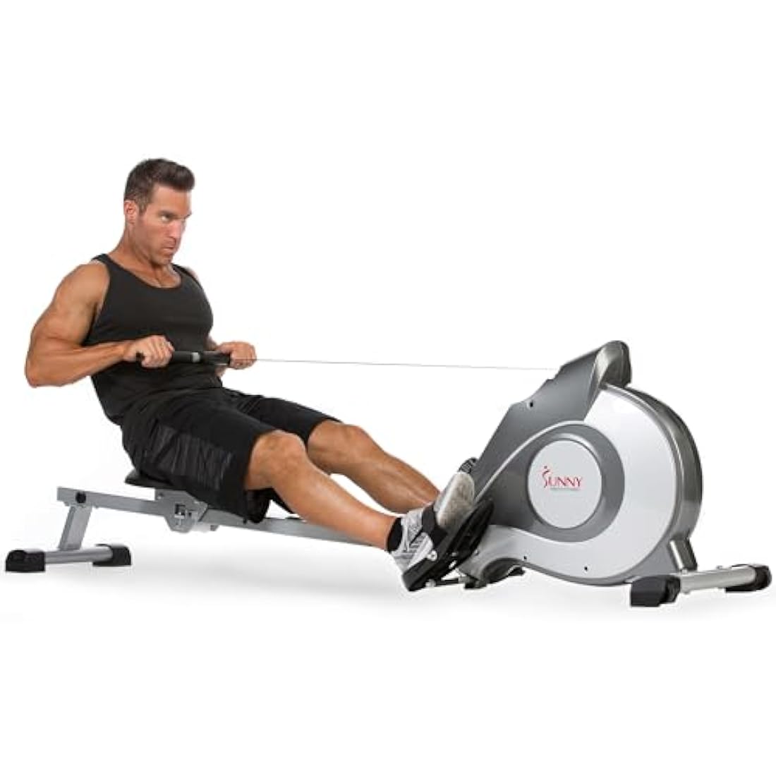 Sunny Health & Fitness Magnetic Rowing Machine with LCD Display for Home Exercise, Foldable and Compact Rowers with Transport Wheels, Full Body Workout Equipment For Home Gym, Optional Extra Long Rail