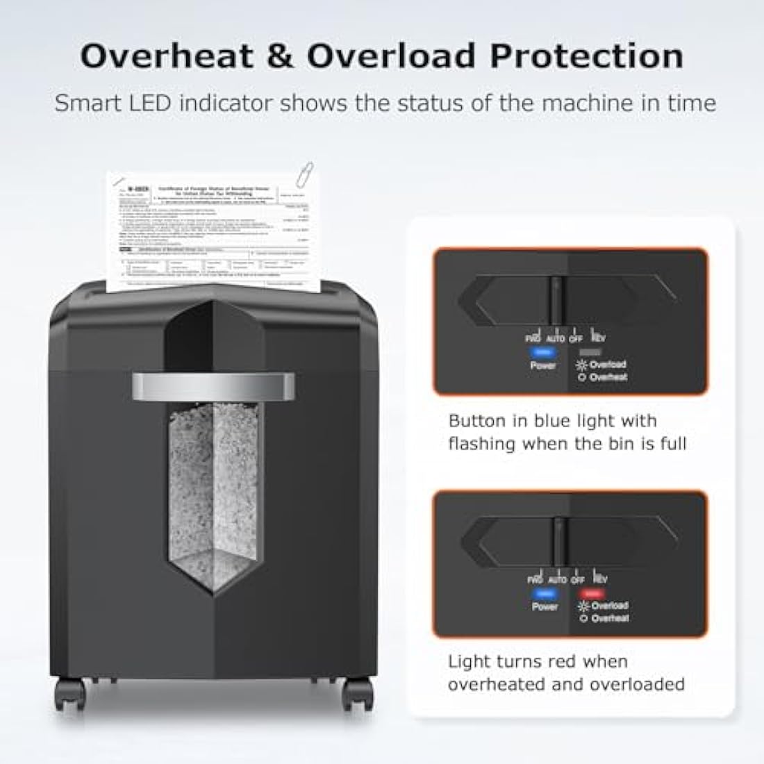 Bonsaii 12-Sheet Micro Cut Paper Shredder, Heavy Duty Shredder for Home Office Runs for 60 Mins, Shredders with 4 Casters & 16 Litres Pullout Bin, Shreds CD, Card, Mail, Staple and Clips(C266-B)