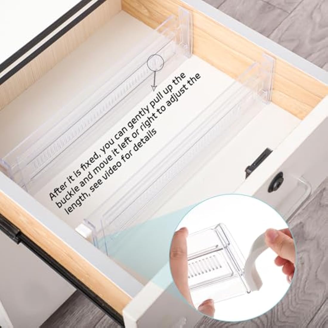 Yafe 6 Pack Drawer Dividers, Adjustable Drawer Organiser Divider(11.8"-19.7"), Extendable Plastic Drawer Dividers for Kitchen Bedroom Office Desk Dresser Cosmetic Clothing(Transparent)