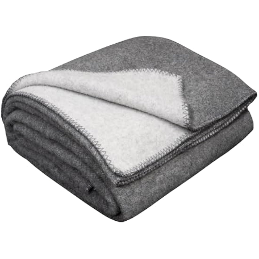 LYHome Travel Blanket - Extra Warm Picnic Throw, Bed Camping Outdoor Wool Blankets, Cozy Soft Throws, Military Army and Garden Outside Use (51x67 in | 130x170 cm | Gray - Light Gray Double-sided)