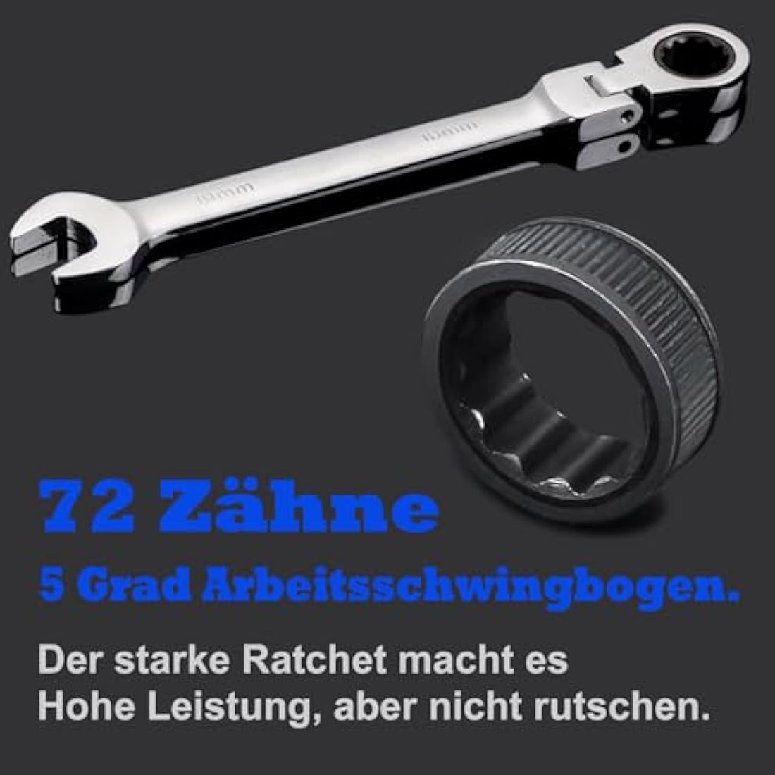 Qnkaa Ratchet Spanner Set 12pcs Metric Flexible Combination Wrench with Gear Ring Open-end Box-end Flex Flexi Head DIY Hand Tools Kit in Roll Bag 8-19mm