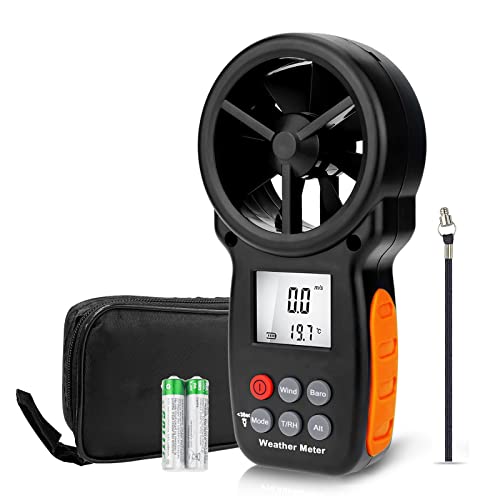 LYCEBELL Digital Anemometer Barometer, Handheld Wind Speed Meter for Wind Velocity, Wind Chill, Humidity, Altitude, with Backlight LCD, Barometric