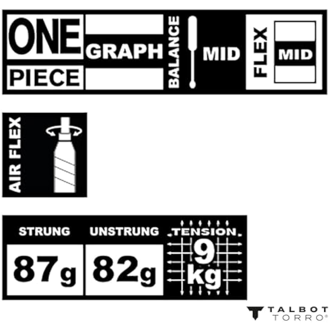 Talbot Torro Badmintonschläger Isoforce 411, 100% Graphit, One Piece, Verschiedene Designs wählbar