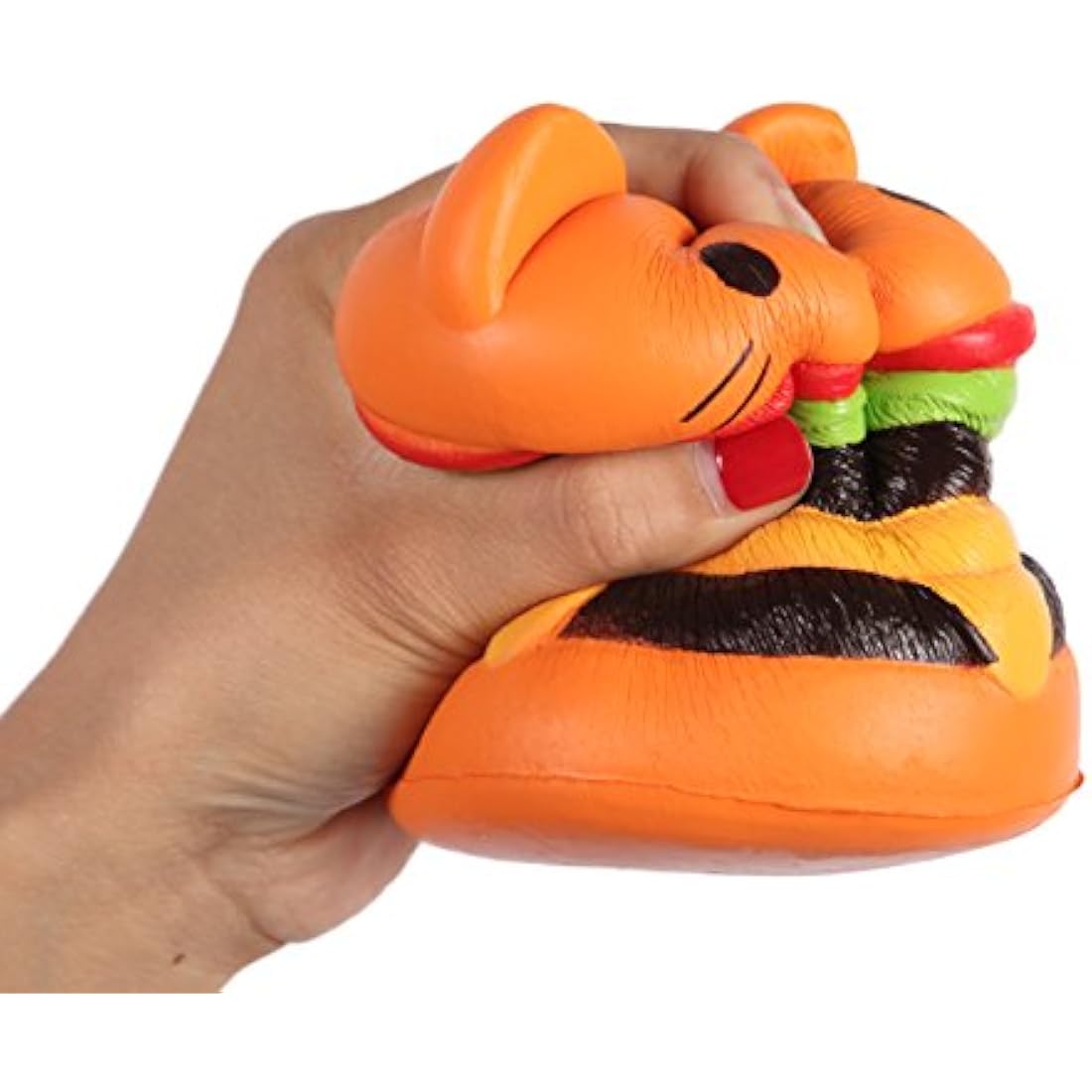 Anboor Squishies Hamburger Cat Jumbo Slow Rising Kawaii Bread Squishies Toy Prime Cheap for Collection Gift,Color Random