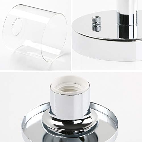 Yosoan Industrial Glass Ceiling Lights, Edison Pendant Light Fitting, Flush Ceiling Light Fixture, E27 Srew (Chrome)