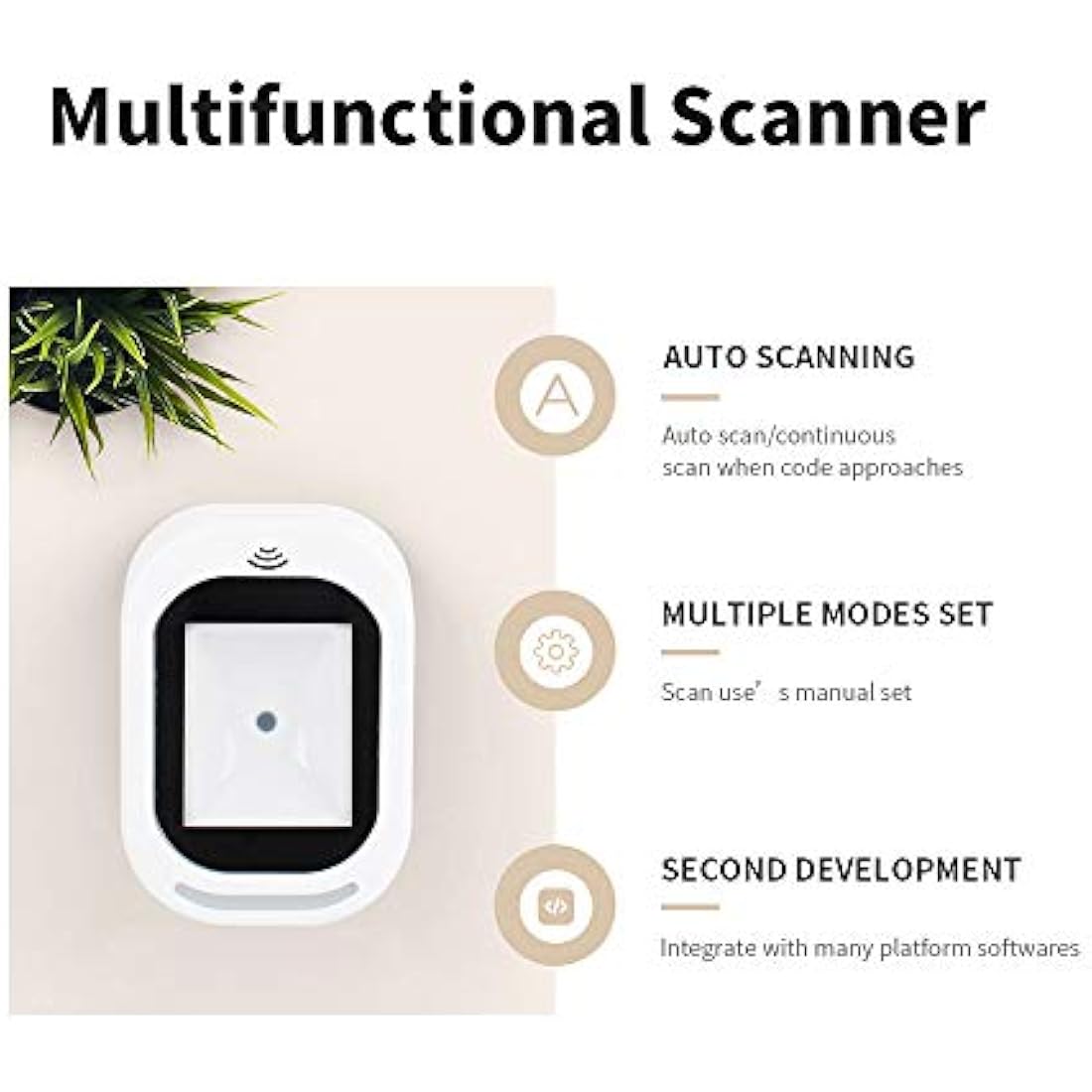 Wired Barcode Scanner USB Versatile Code Scanning QR Code 1D&2D Reader for Supermarkets/Stores