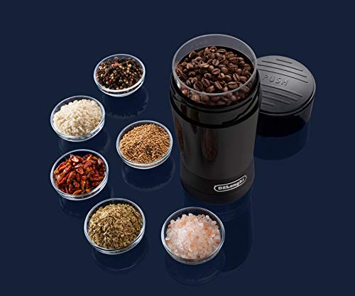De'Longhi KG200 Electric Coffee Grinder, Stainless Steel Blade, 90g Coffee Bean Capacity, Black