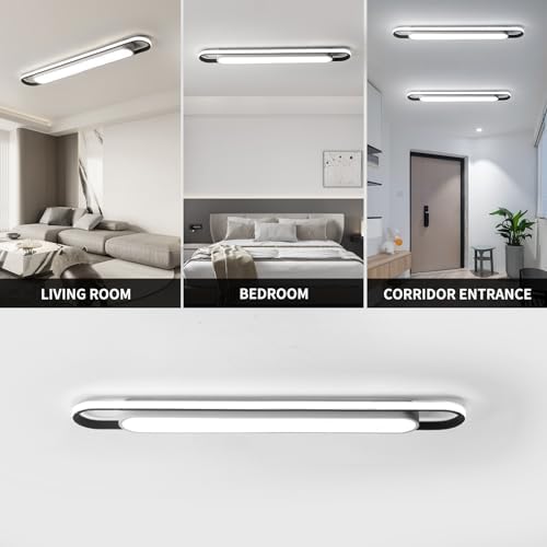 Naroume Modern Hallway Ceiling Lights, 6000K Acrylic Linear Ceiling Lamp, 4ft Metal LED Ceiling Light Fixture, Kitchen Dining Living Room Cloakroom Lighting (62W/122CM)