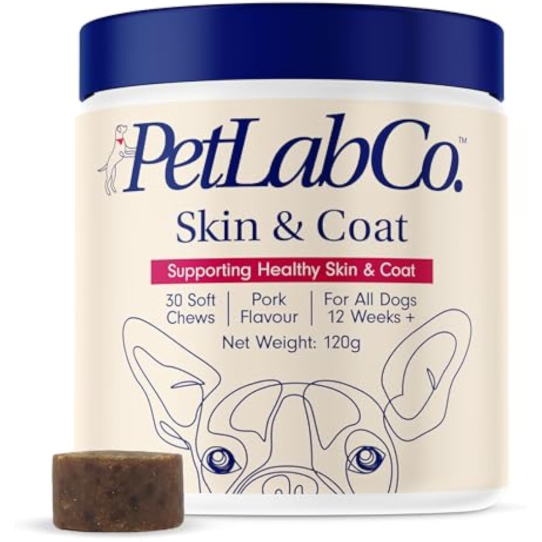 PetLab Co. Skin & Coat Chews - Support A Healthy, Comfortable Coat In Seconds A Day. Formulated With Beneficial Fatty Acids, Vitamins, Honey, & Turmeric To Optimize Skin and Coat Condition
