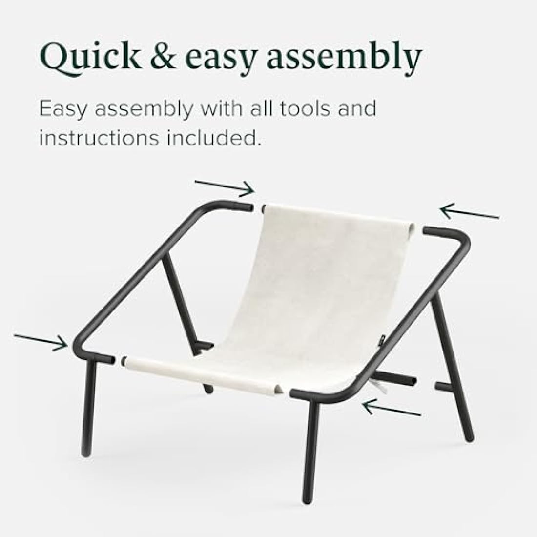 Zinus Ada Accent Sling Chair 78x78x89 cm - Metal Framed Armchair with Shredded Foam Cushioning - Boucle Accent Chair